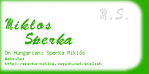 miklos sperka business card